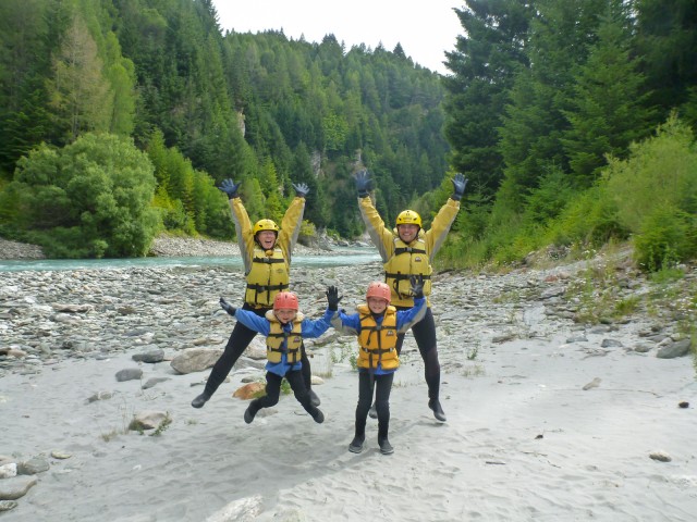 Jumping with gear.