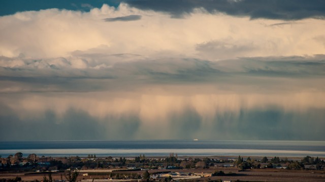 Rain, and a ship