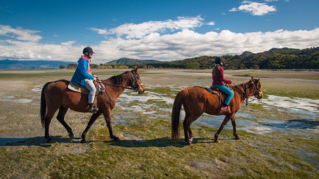 Riding through mud flats...