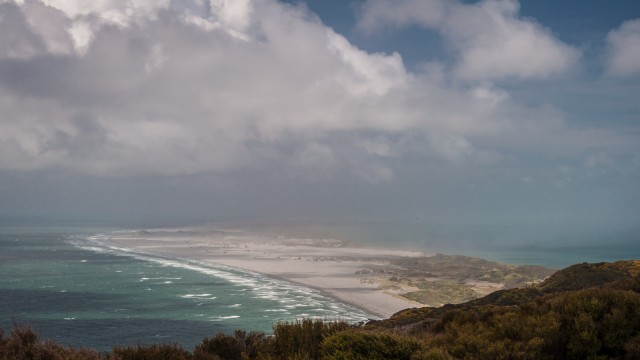 View east to the endless dunes of Farewell spit