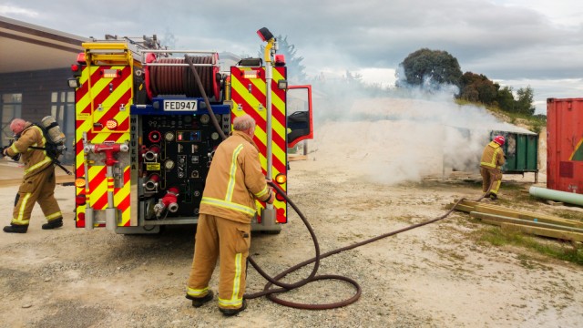 Within a few minutes the local fire brigade arrived