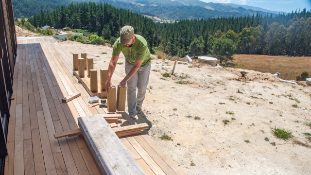 Some cut-offs from the decking posts as legs