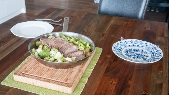 The result is a slightly overcooked roast beef on a brand new dining table