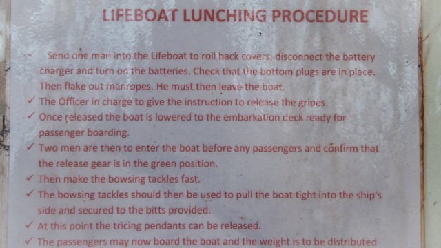 More inspections revealed the true purpose of the lifeboats: They are for lunching.