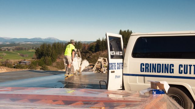 Cutting the concrete on the next day to avoid cracks