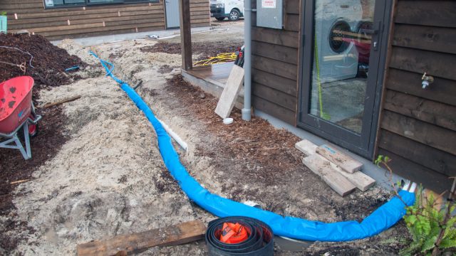 Heating pipes over to the main house