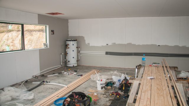 Heating buffer tank in the corner of the garage where it doesn't lose too much energy